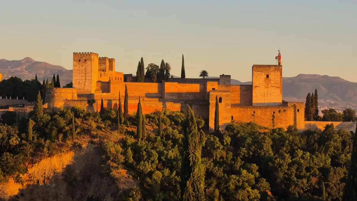 The Alhambra in Granada at sunset